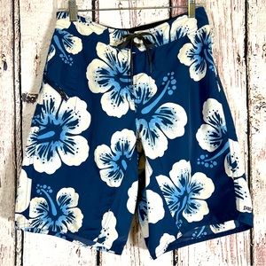 Patagonia Wavefarer Floral Hibiscus Hawaiian Board Shorts Swim Trunks Size 30